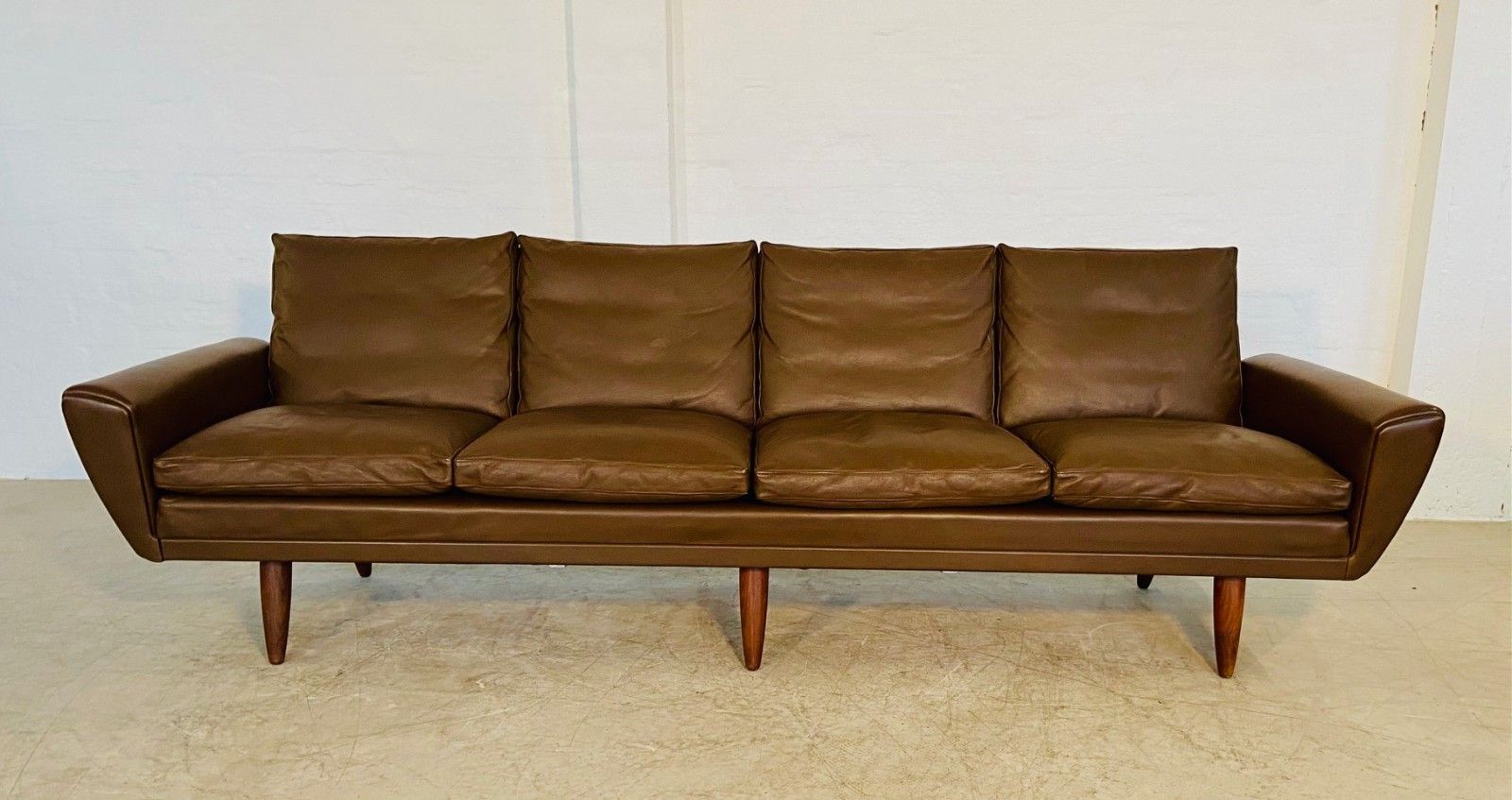 Vintage Retro Danish Mid Century G. Thams  4 Person Sofa  In Brown Leather 1960 photo furniture
