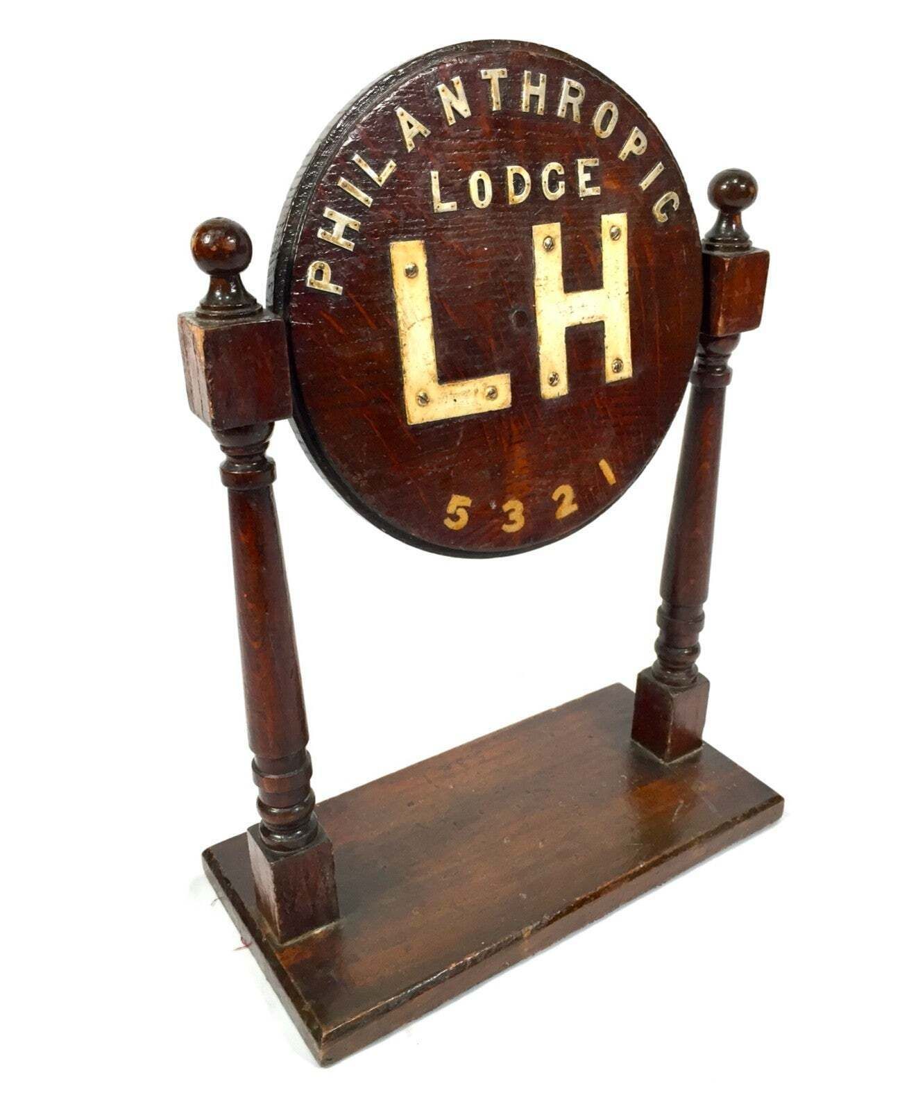 Antique Masonic Liberty Hall & Strict Lodge Rotating Sign Philanthropic Lodge