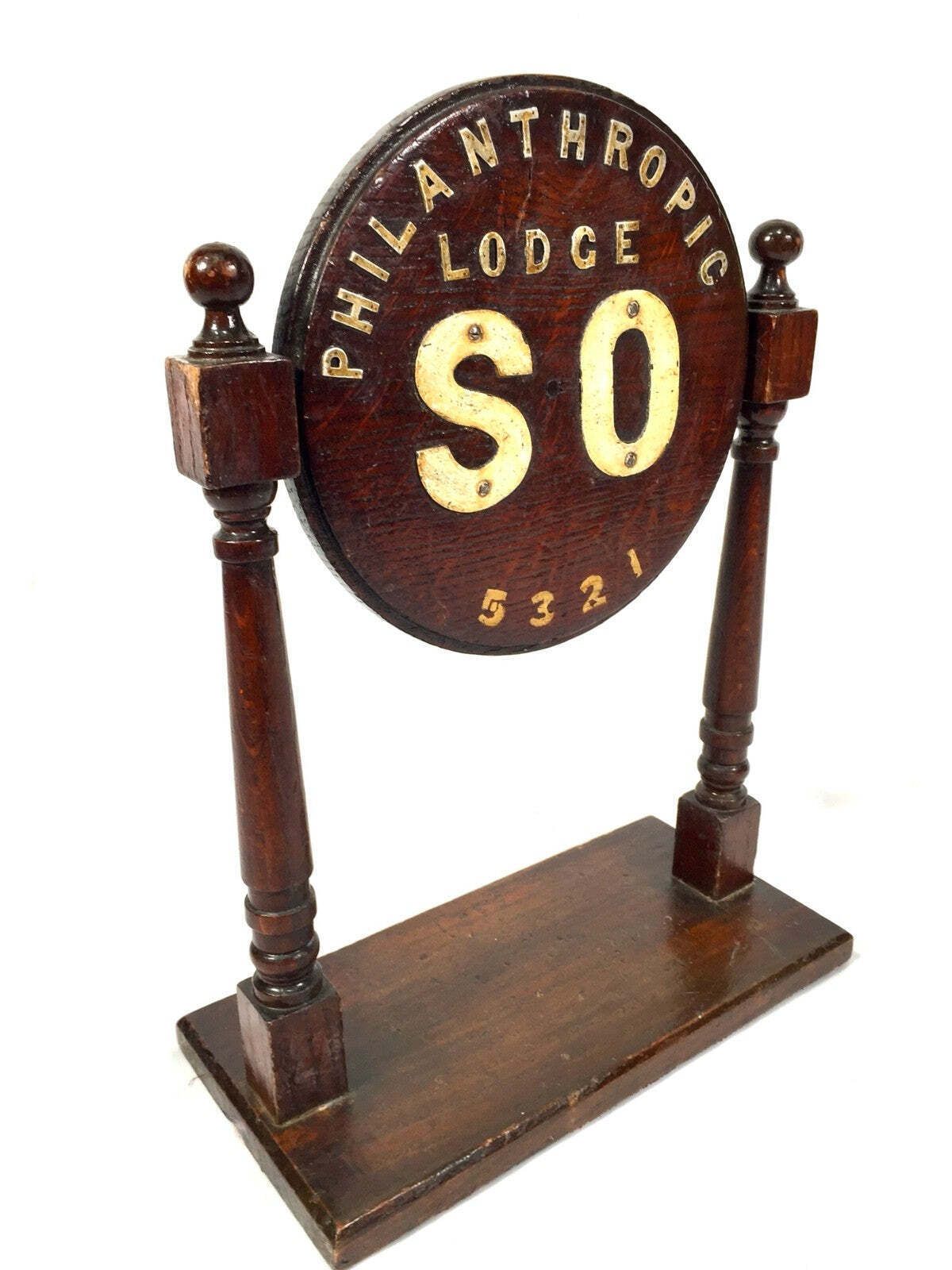 Antique Masonic Liberty Hall & Strict Lodge Rotating Sign Philanthropic Lodge photo furniture