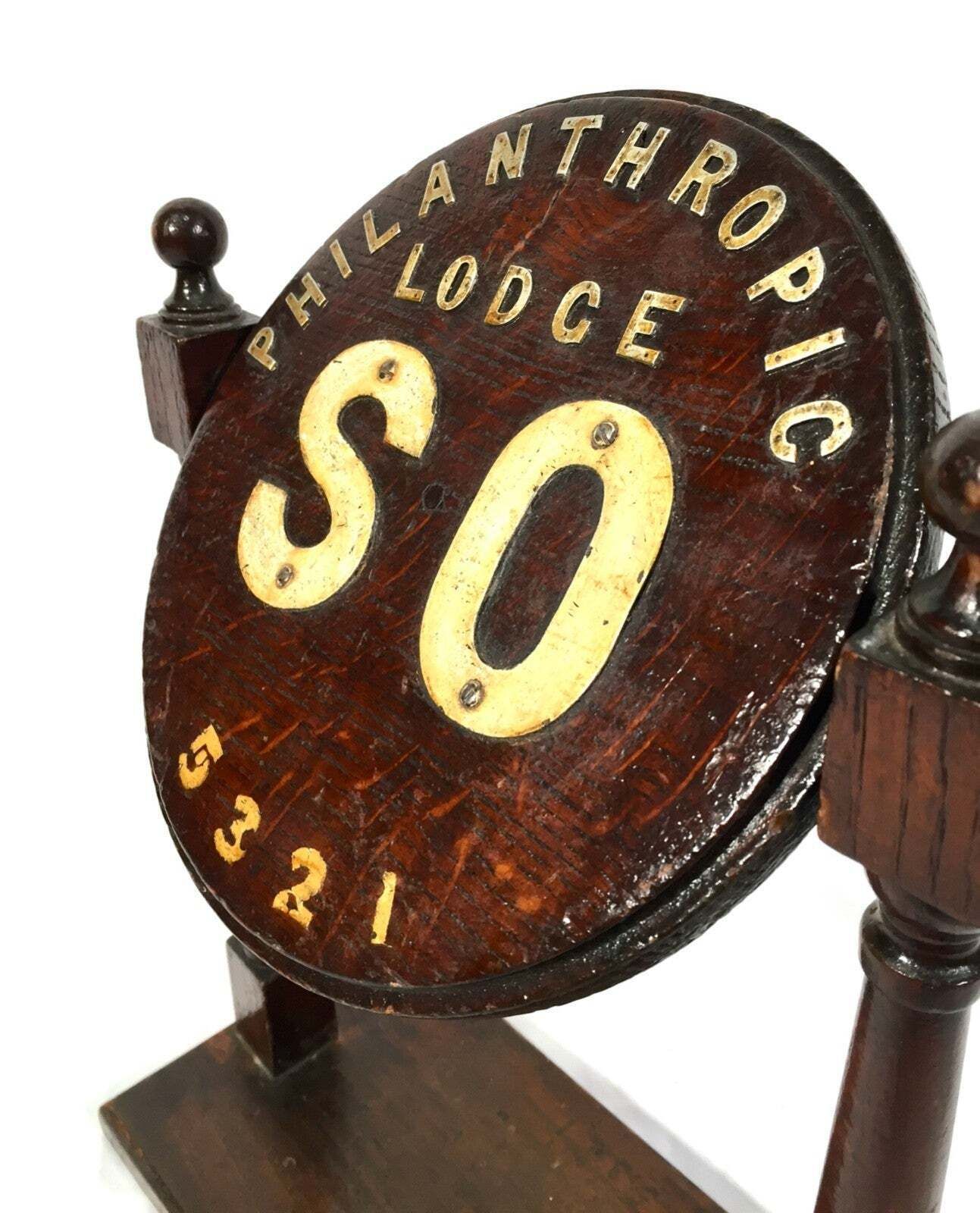 Antique Masonic Liberty Hall & Strict Lodge Rotating Sign Philanthropic Lodge photo vinterior