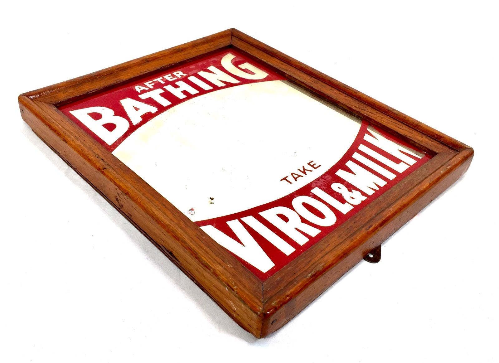 Antique Advertising Virol Wall Hanging Mirror Sign C.1920 / Apothecary Medical photo furniture