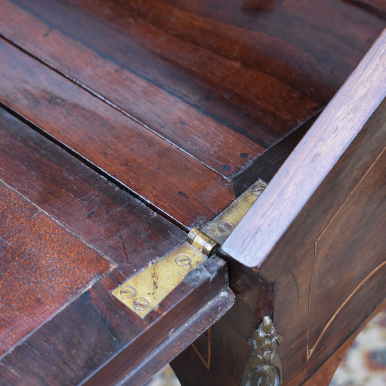 photo for sale Antique French Bureau De Dame Writing Desk Ladies Marquetry Ormulu Bombe Style