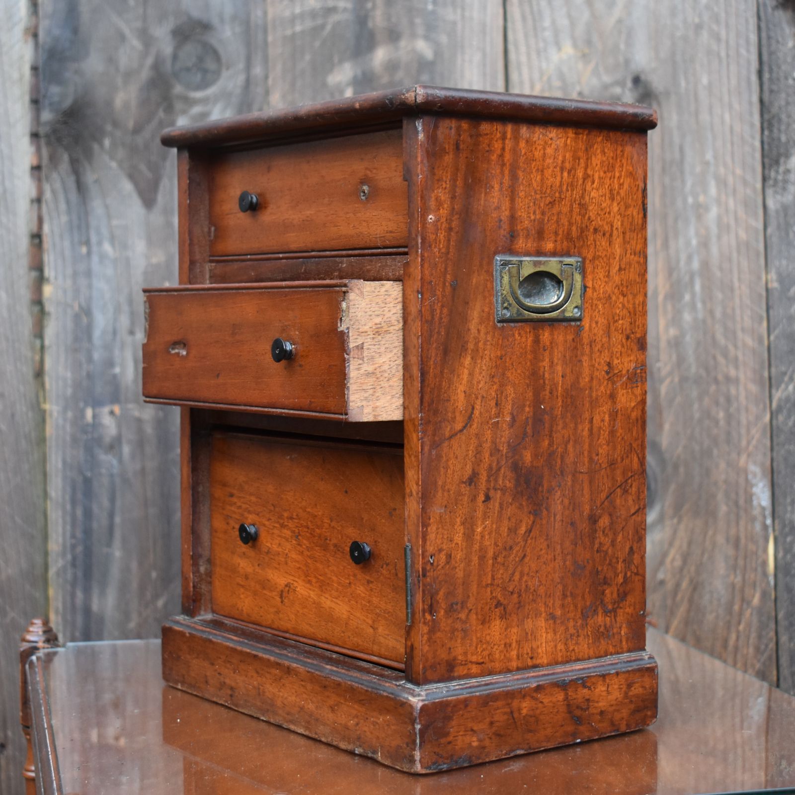 Antique Mahogany Campaign Miniature Apprentice Specimen Bank Of Drawers photo furniture