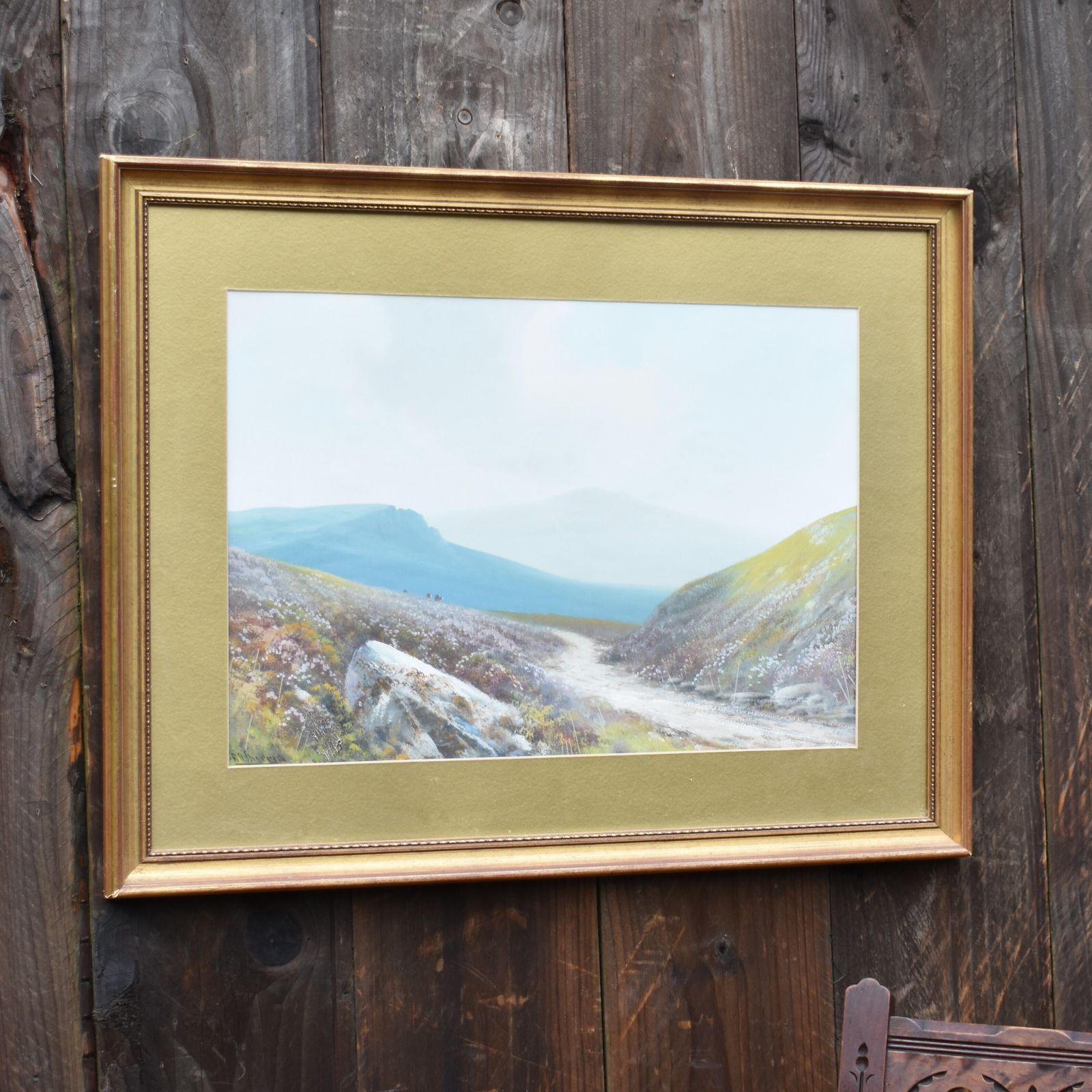 photo furniture Antique Reginald Daniel Sherrin Lydford Moors Dartmoor Watercolour Painting