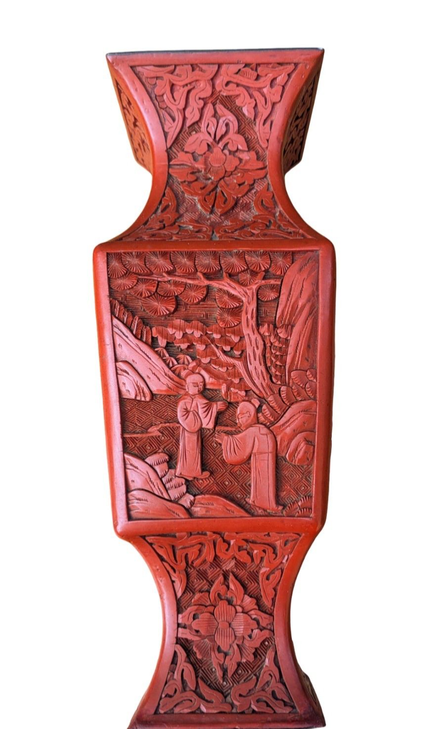 Pair Of Chinese Cinnabar Lacquer Vases 19th Century photo vinterior
