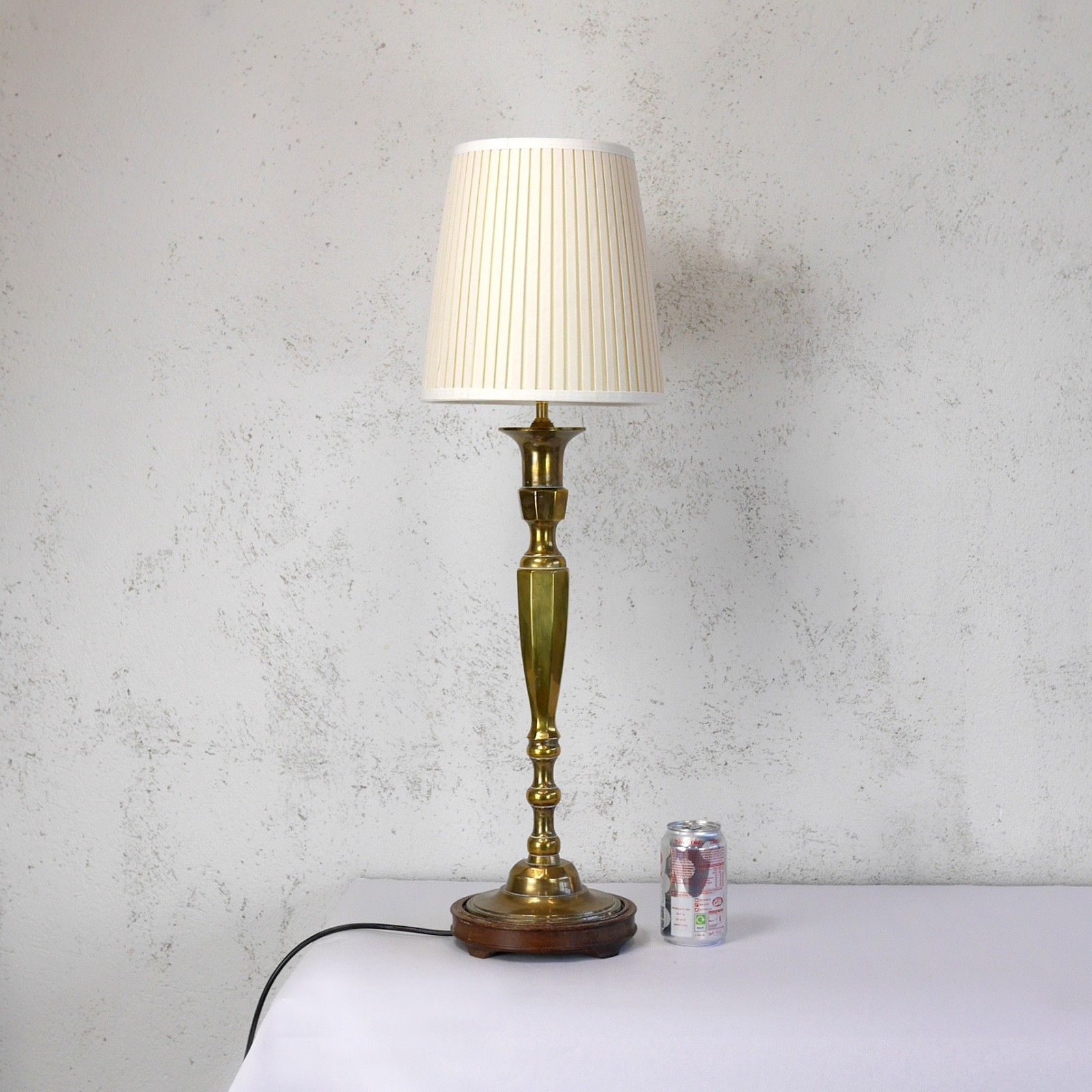 Pair Brass Candle Stick Table Lights Lamps Vintage Antique #102963 photo Lighting