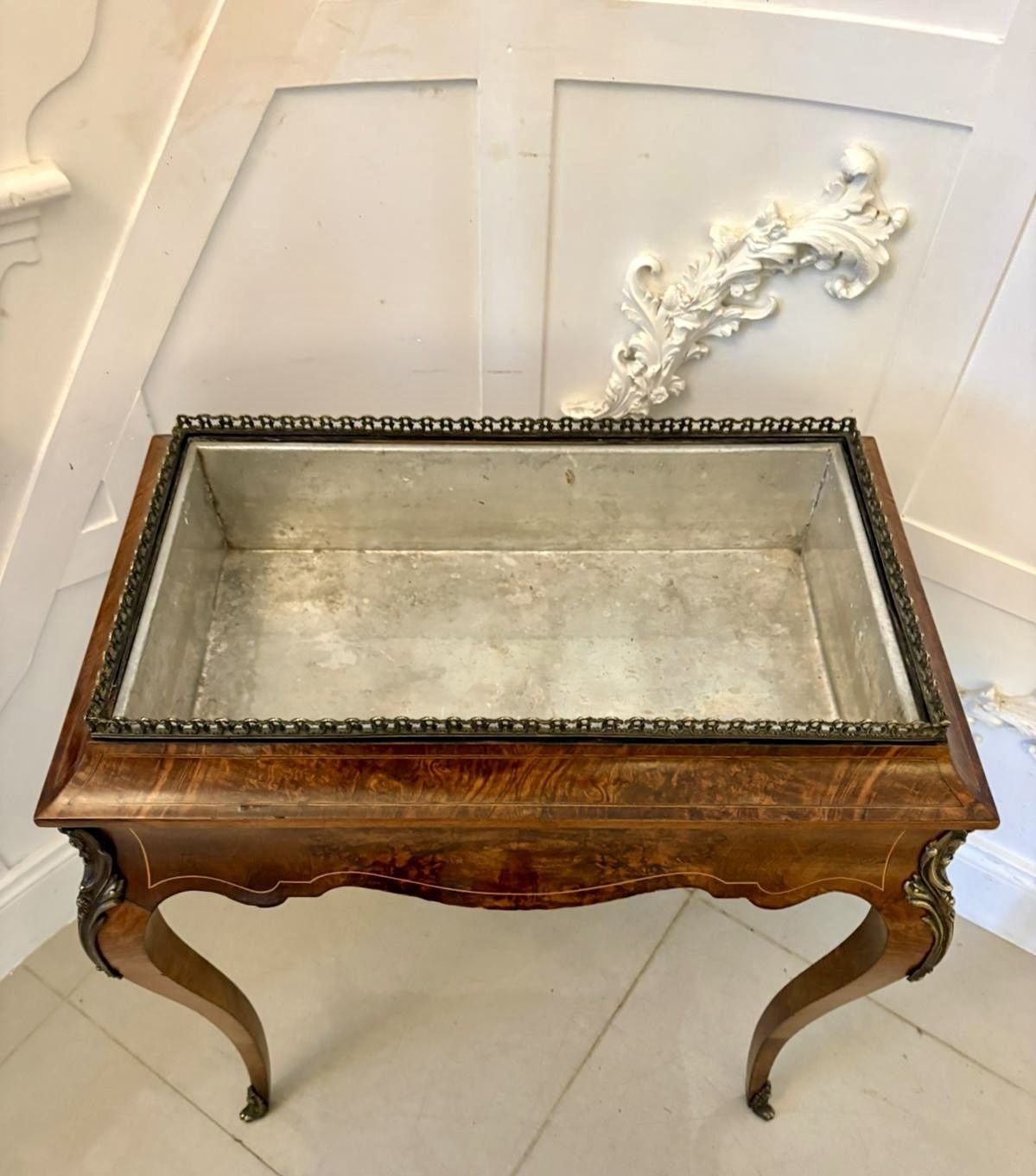 Quality Antique French Walnut Jardinière Table photo vintage