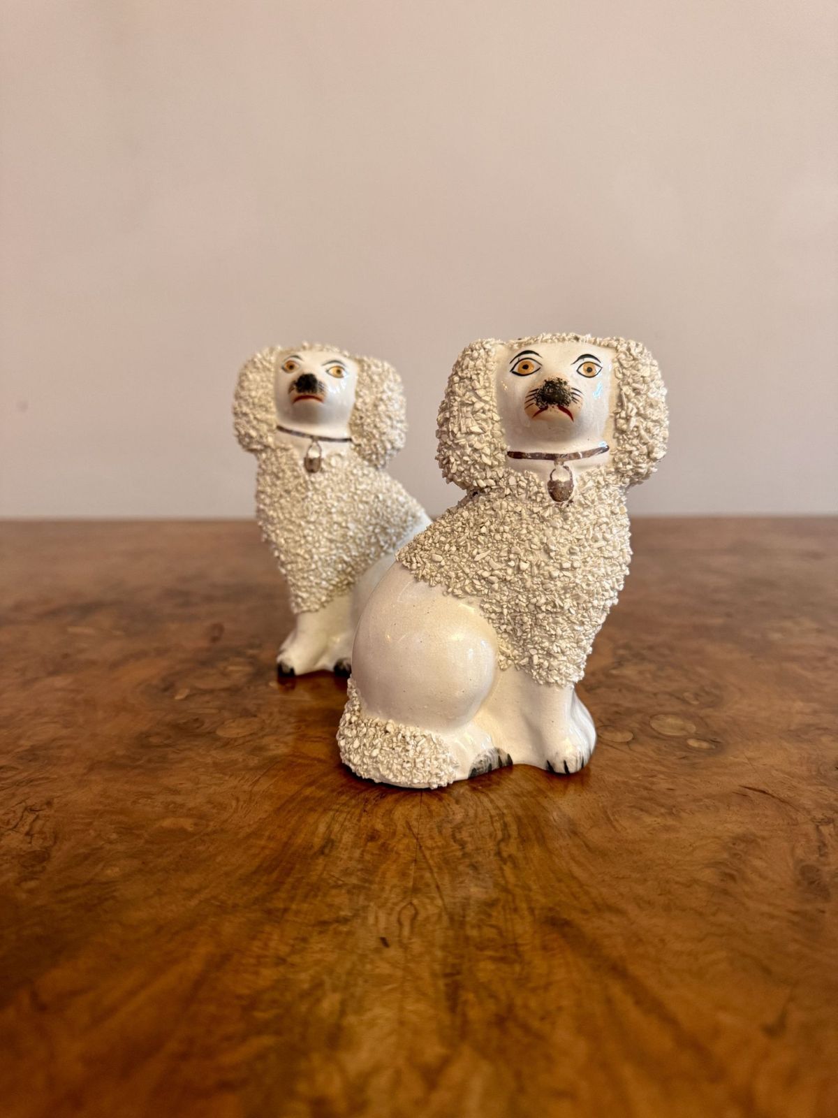 Lovely Quality Pair Of Antique Miniature Poodles