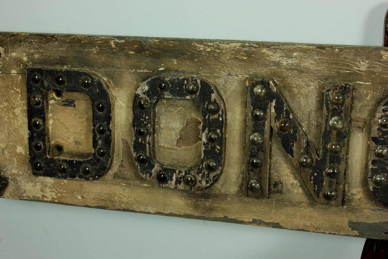 Large Wood Doncaster Direction Sign. Antique Rustic Glass Reflectors. photo buy
