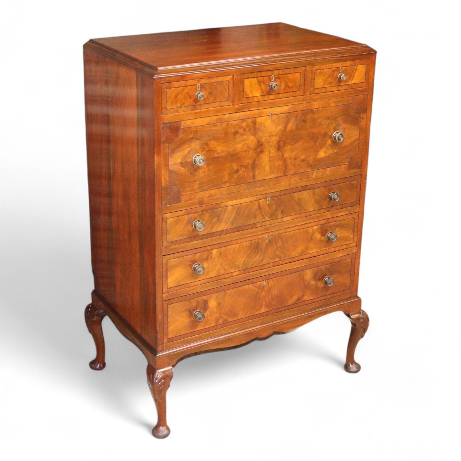 ​19thc Walnut Secretaire Chest George II Style Bureau Desk Antique Drawers photo buy