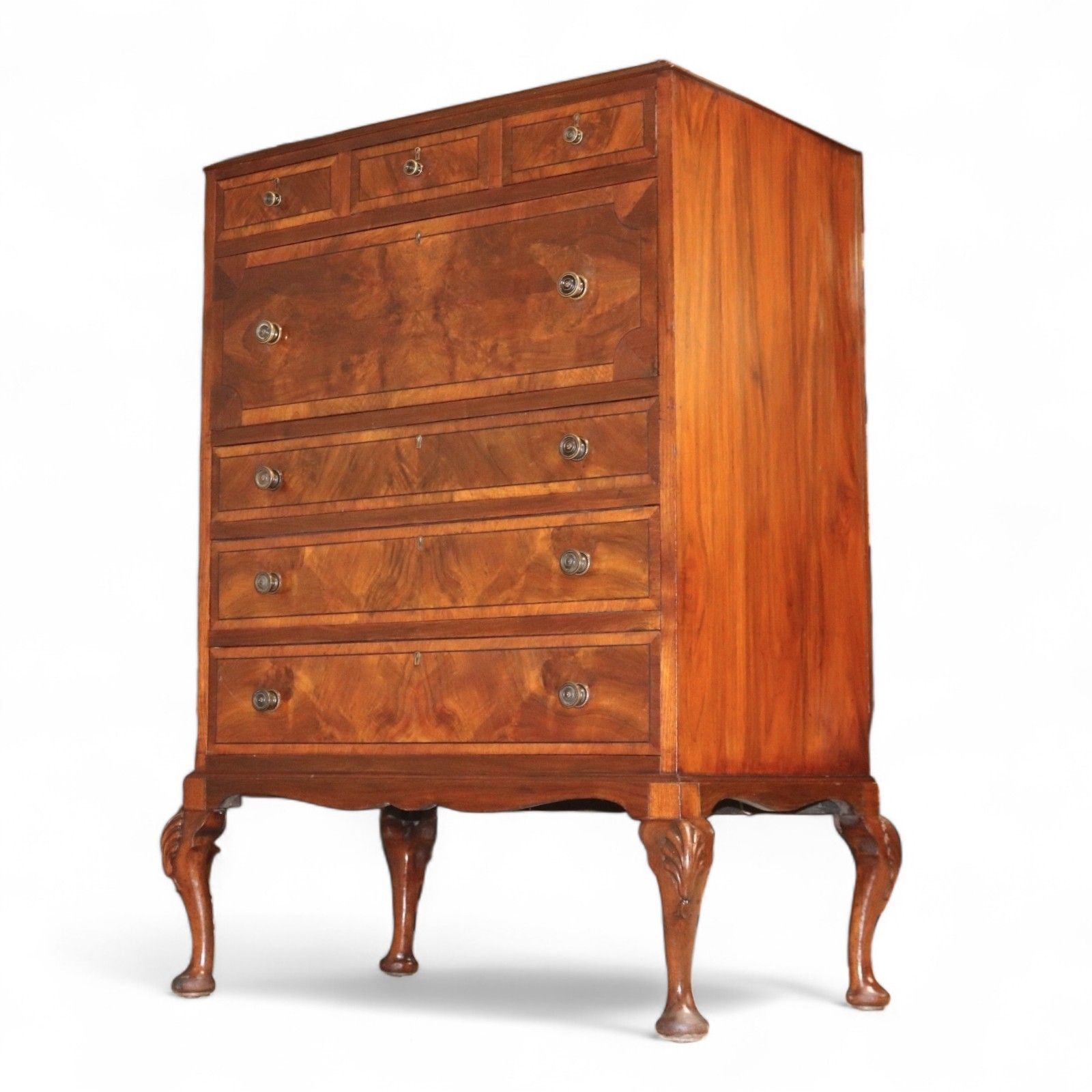 photo for sale ​19thc Walnut Secretaire Chest George II Style Bureau Desk Antique Drawers