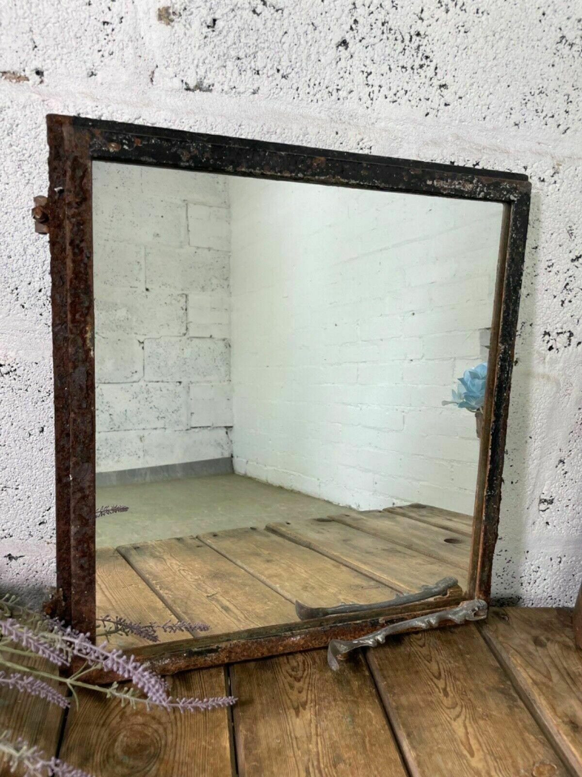 Vintage Reclaimed Industrial Cast Wrought Iron Metal Window Frame Garden Mirror photo furniture