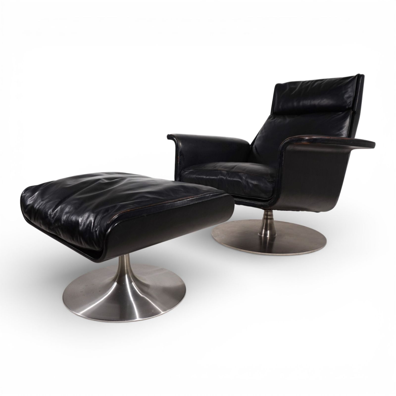 Furniture Kaufeld Siesta 62 Leather Lounge Chair By Jacques Brule, 1960 photo