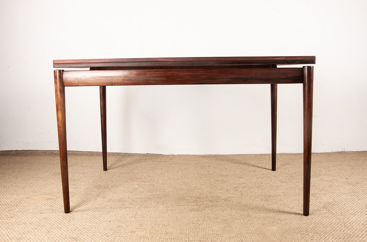 Table à manger danoise extensible en palissandre et laiton par Poul Volther pour Frem Møbelfabrik, 1960. photo furniture