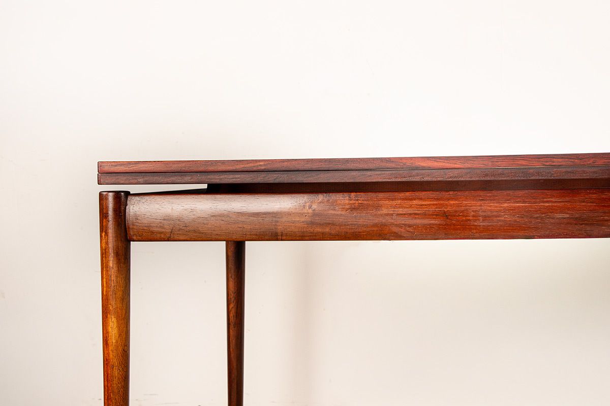 Extendable Danish Dining Table In Rosewood And Brass By Poul Volther For Frem Møbelfabrik 1960. photo for sale