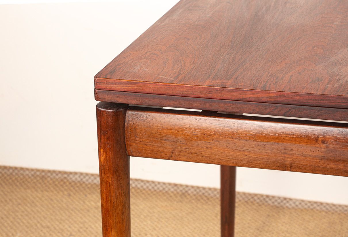 Table à manger danoise extensible en palissandre et laiton par Poul Volther pour Frem Møbelfabrik, 1960. photo 2000.0