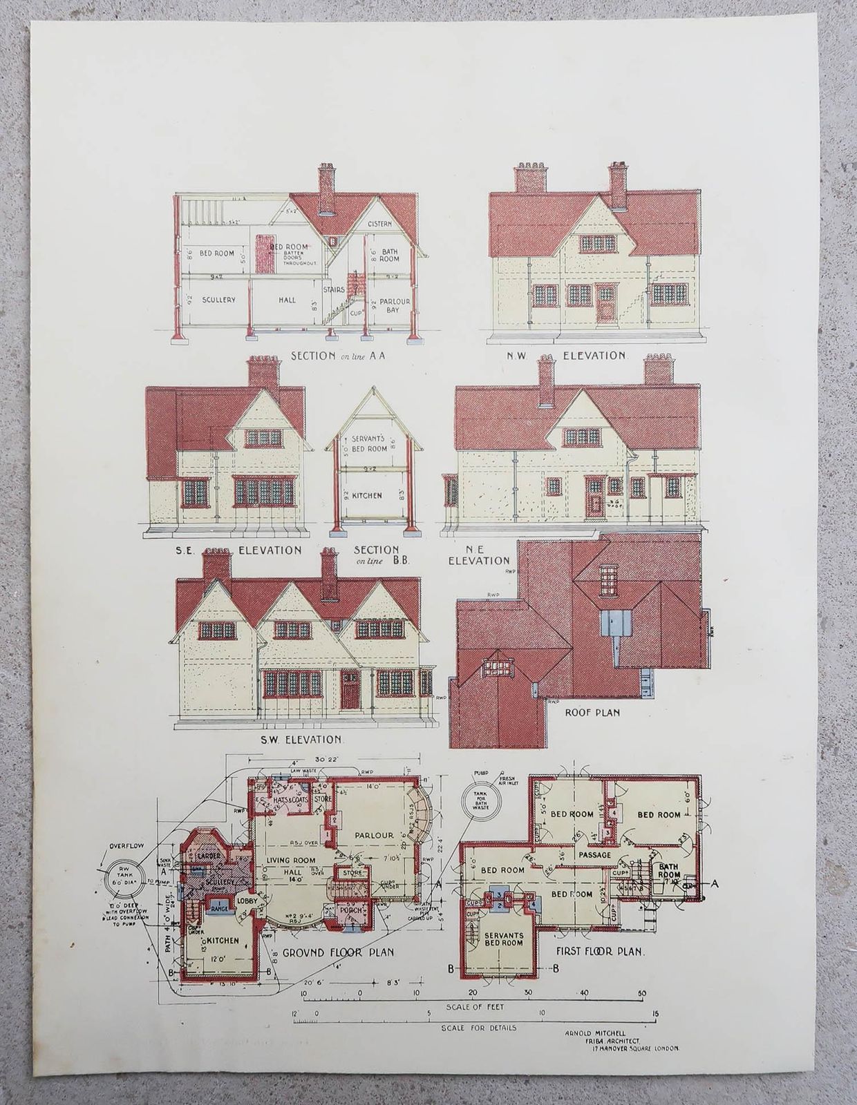 Set Of 8 Original Antique Prints Of Architectural Drawings. 1906 photo Art