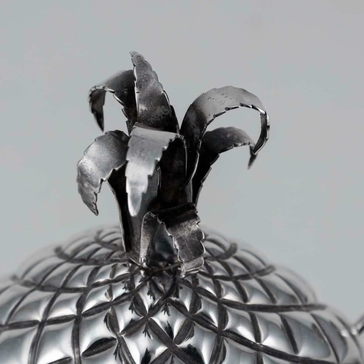 Antique 19th Century Victorian Solid Silver Pineapple Sugar Bowl & Sifter C.1877 photo vintage