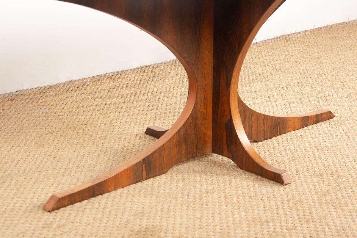 Table basse ovale en marbre de Carrare et palissandre, par Hugues Poignant, 1960 photo buy
