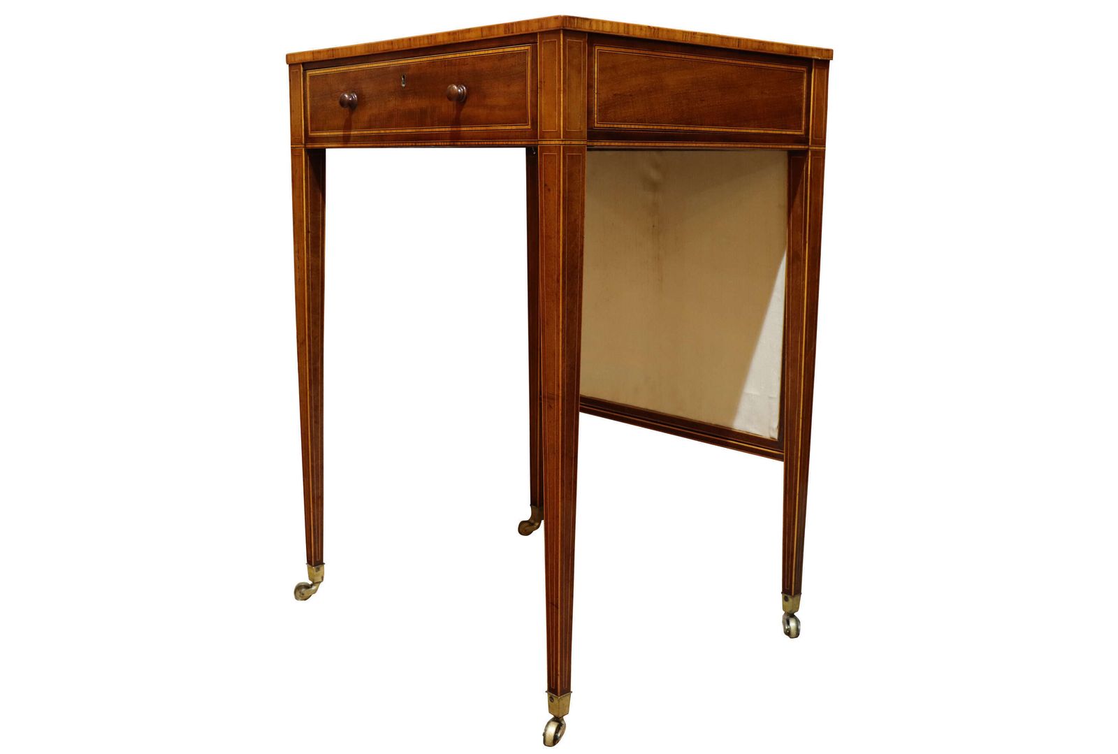 George III Sheraton Period Mahogany & Satinwood Screen Writing Table, Circa 1790 photo Furniture