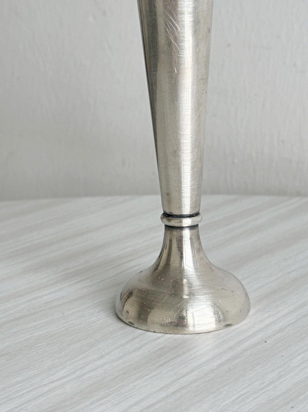 Small Silver Plated Metal Bud Vase, Letang Remy Style, Shiny Metal, Chic Table Decoration, Small Bouquet, Timeless Decoration photo for sale