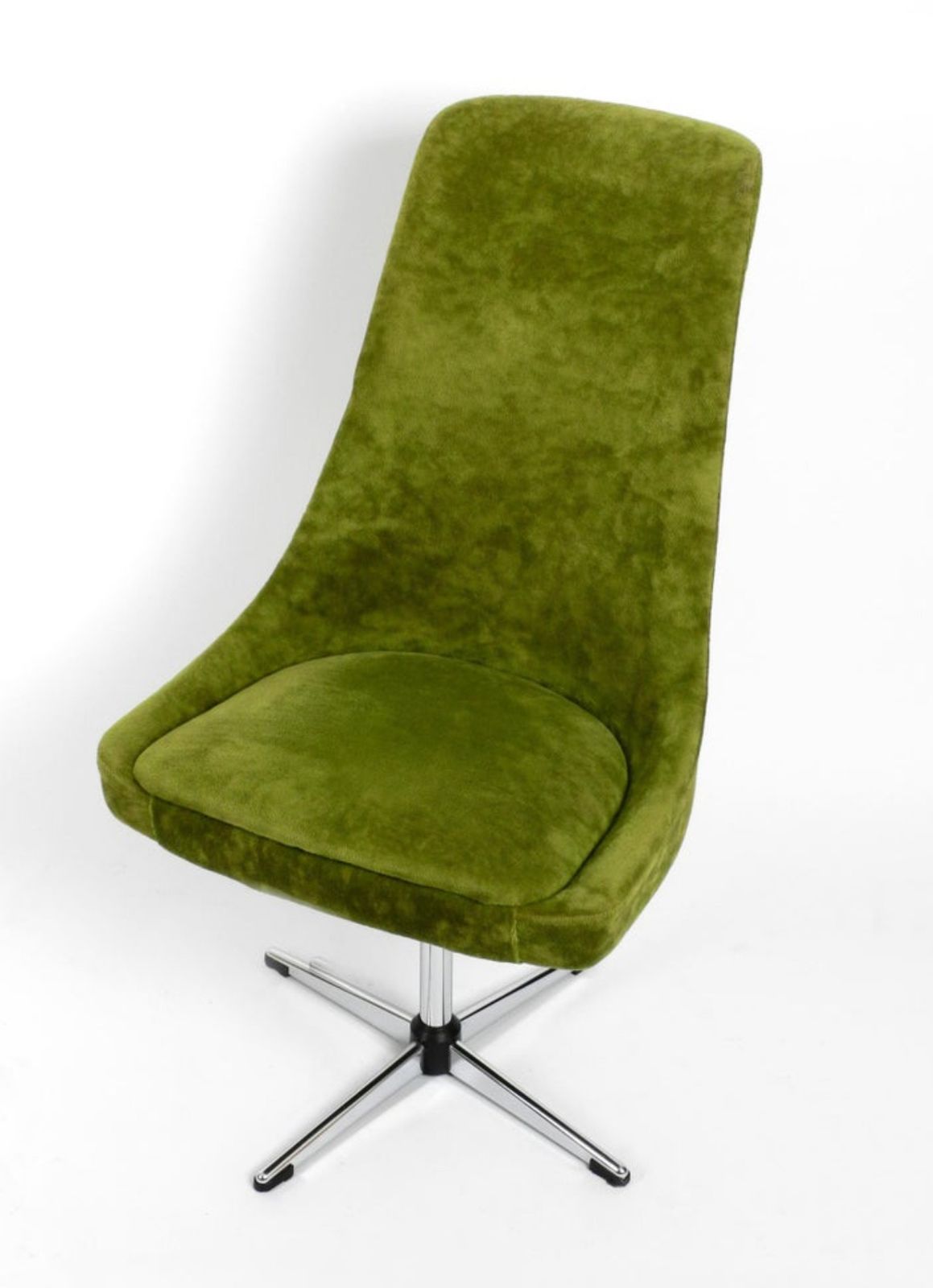 Set Of 4 Mid Century Space Age Dining Chairs With Green Velvet Fabric, 1968 photo vintage