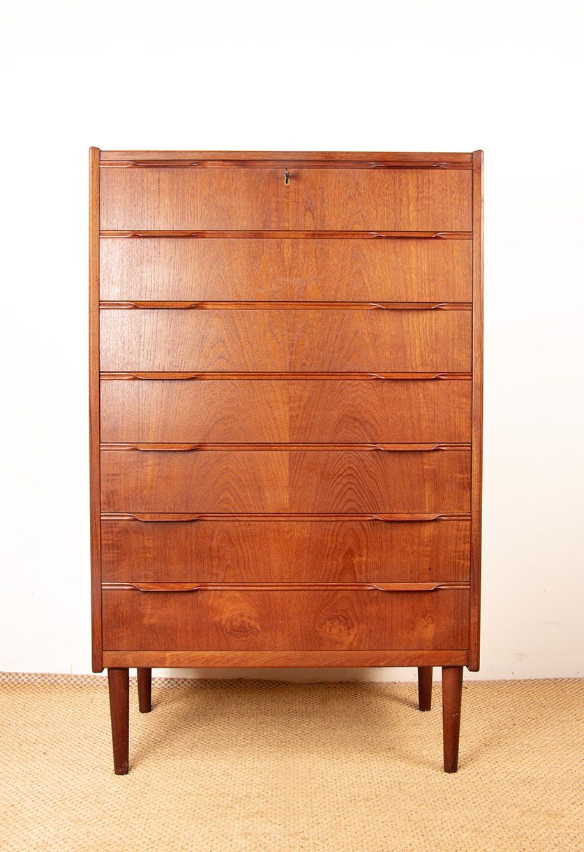 Grande commode danoise dite « Week Table », 7 tiroirs en teck, par Henning Jørgensen pour Fredericia Furniture, 1960.