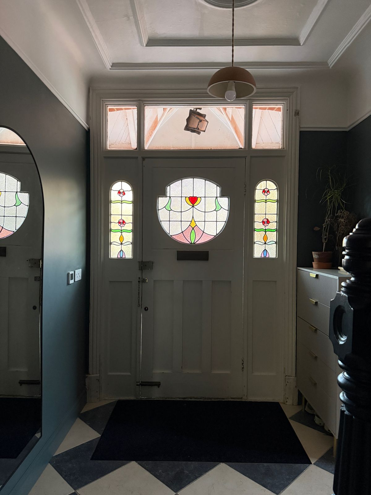 Edwardian Lead Stained Glass Period Front Door Old This Includes Two Matching Side Panels photo furniture