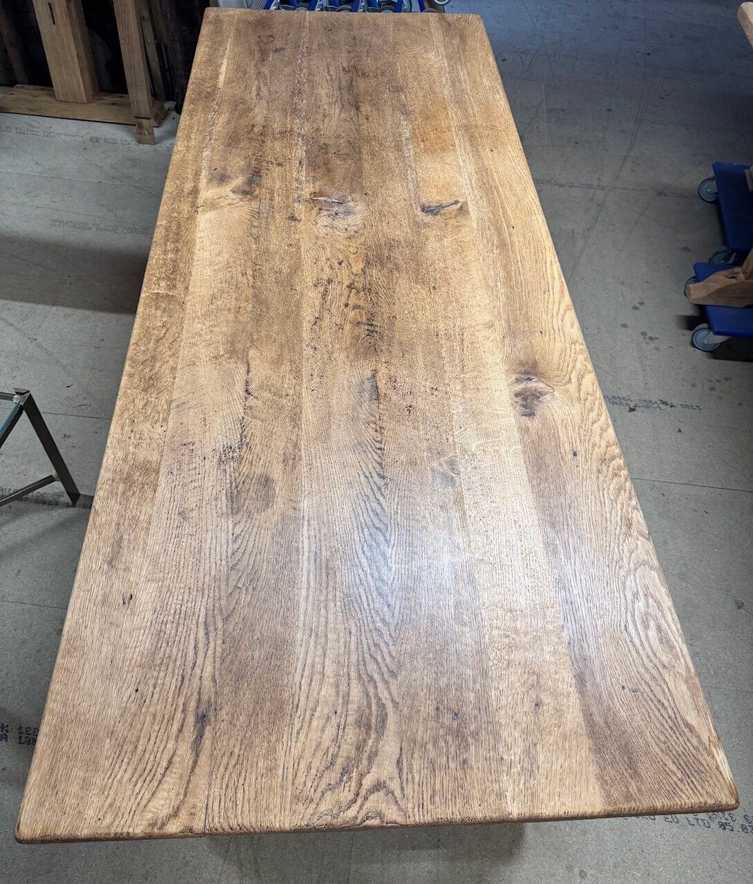 photo vintage French Bleached Oak Farmhouse Dining Table