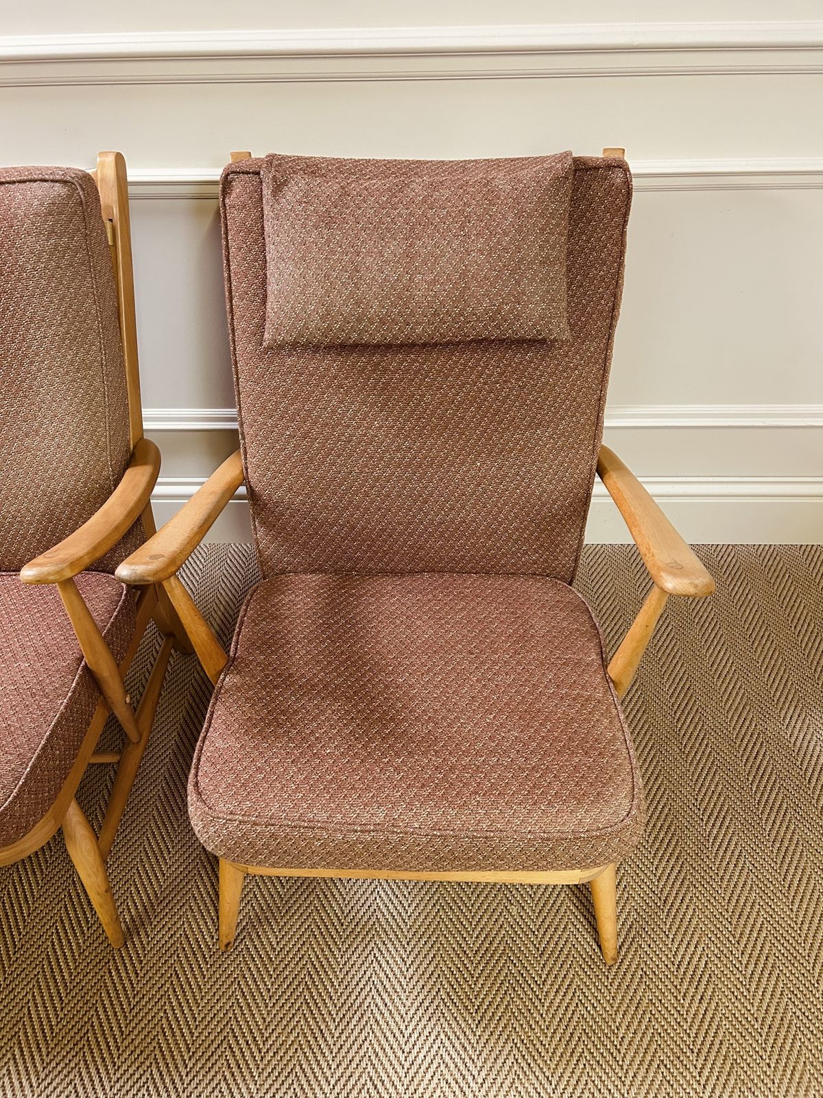 Furniture Pair Of Mid Century Ercol 403 Easy Armchairs Original Upholstery Very Rare photo