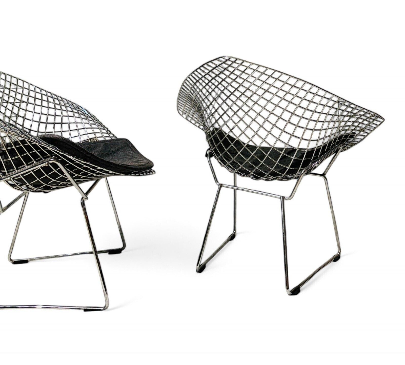 Pair Of Diamond Chairs Harry Bertoia  Style Fabric Seats Reproduction photo 225.0