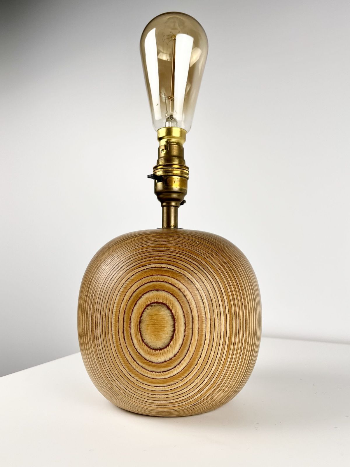 Tactile Mid Century Mixed Wood Apple Lamp Base photo Lighting