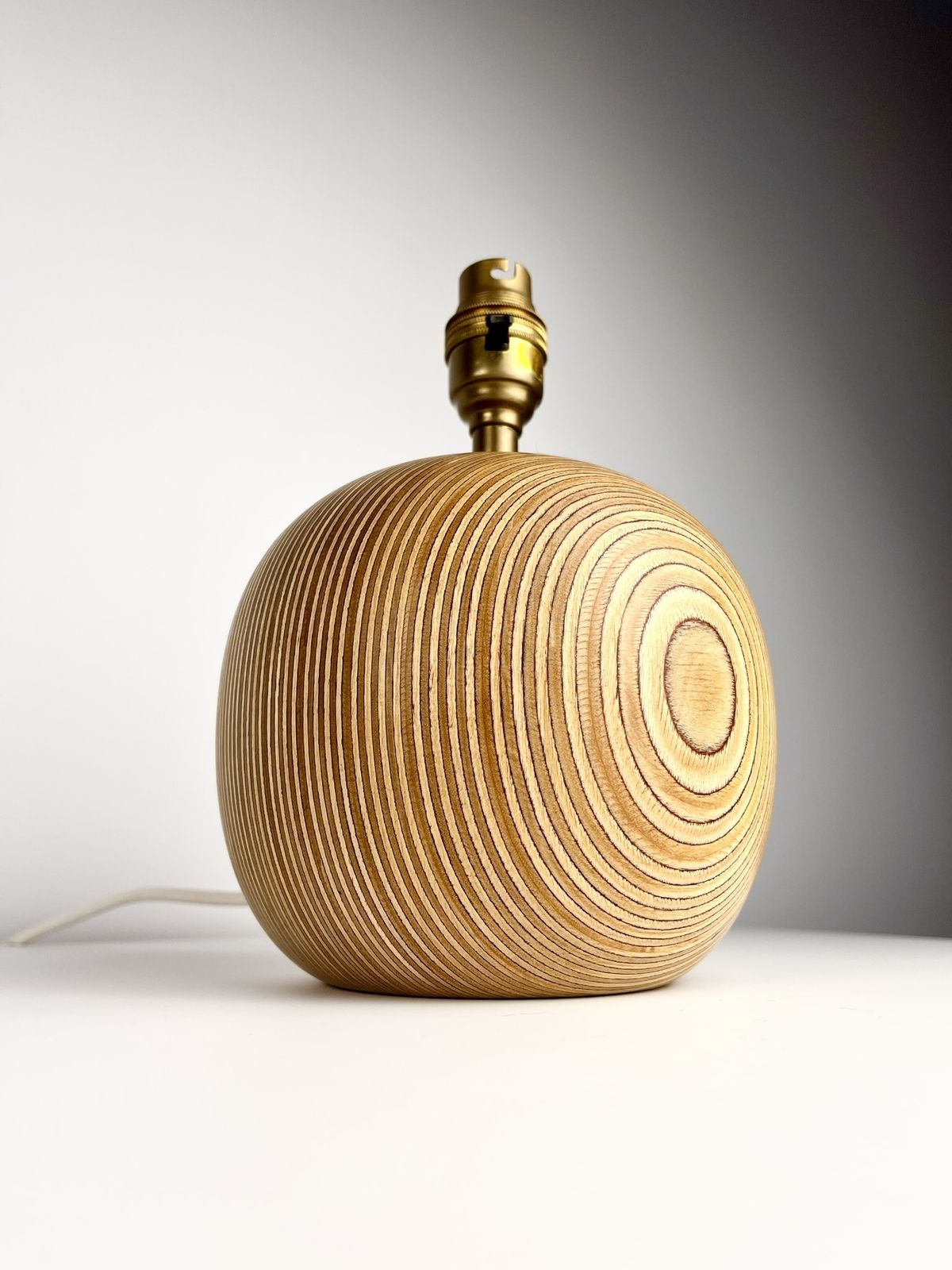 Tactile Mid Century Mixed Wood Apple Lamp Base photo vinterior