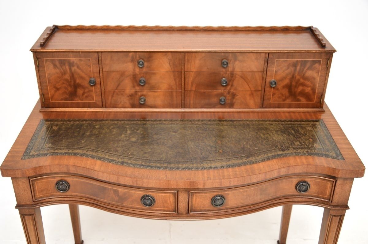 Antique Mahogany Leather Top Bonheur Du Jour Writing Desk photo vinterior
