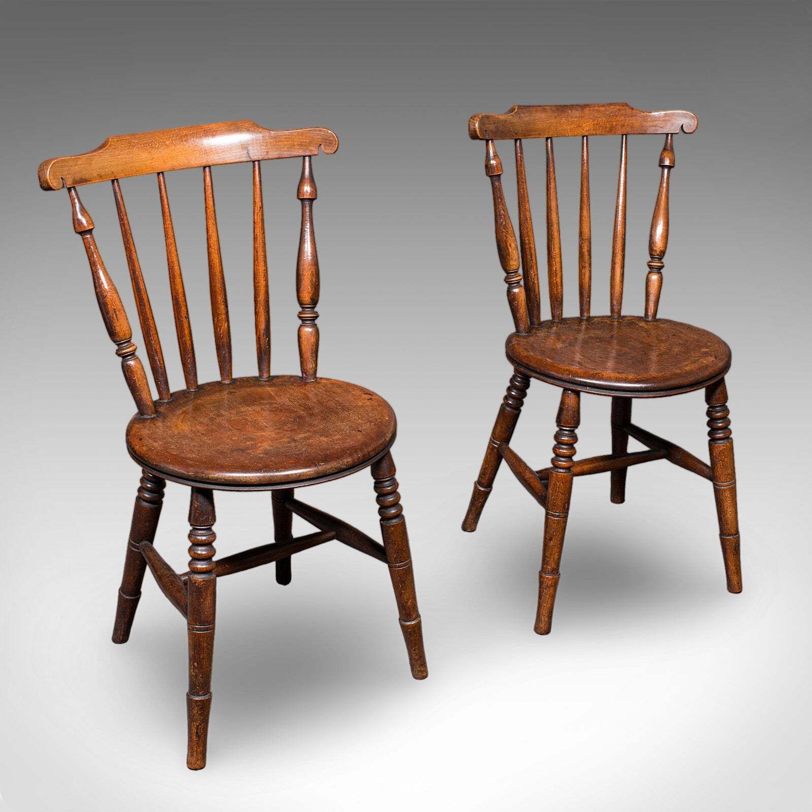 Set Of 4 Antique Station Chairs, English Beech Dining Seat, Reception, Edwardian photo furniture