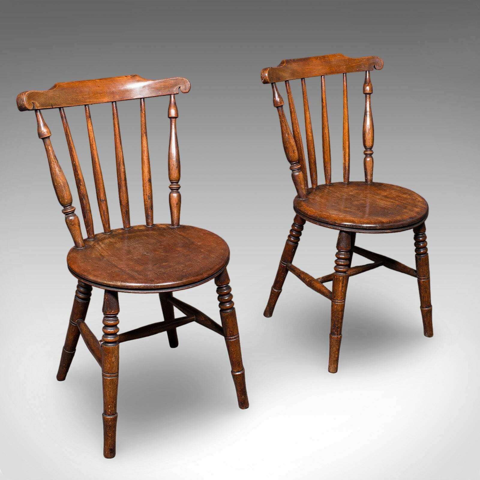 Set Of 4 Antique Station Chairs, English Beech Dining Seat, Reception, Edwardian photo Furniture