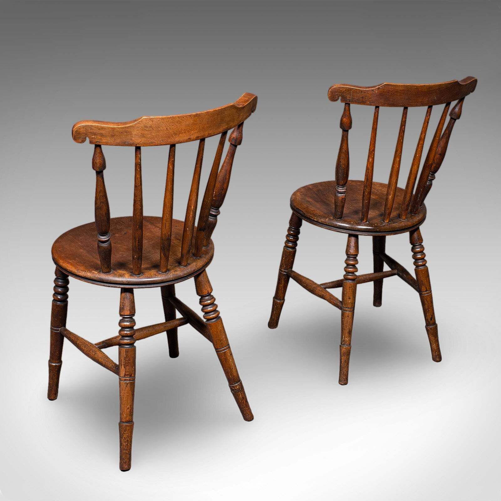 Set Of 4 Antique Station Chairs, English Beech Dining Seat, Reception, Edwardian photo 995.0