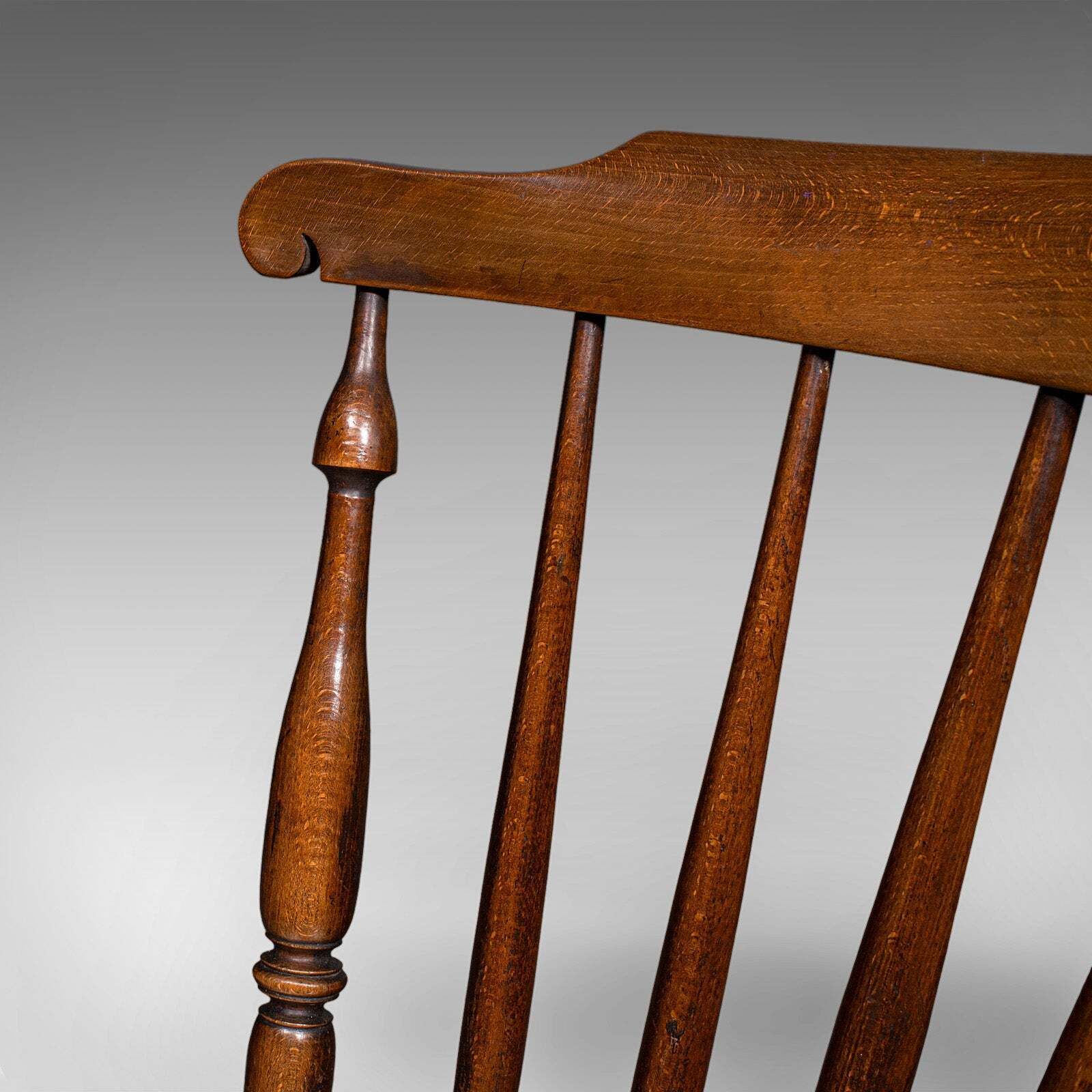 photo for sale Set Of 4 Antique Station Chairs, English Beech Dining Seat, Reception, Edwardian