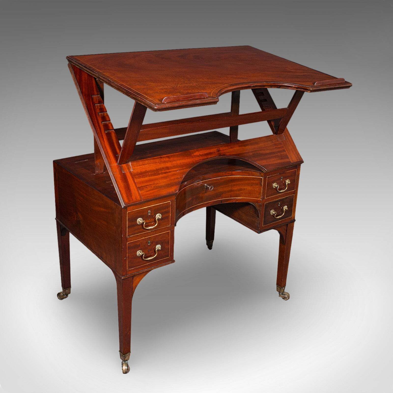 Tall Antique Architect's Riser Desk, English, Metamorphic, Cartographer, Regency