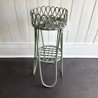 Green Wicker Jardiniere, 1970s photo Home Decor