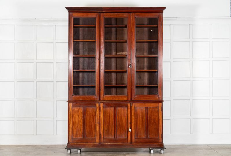Large English 19thc Mahogany Glazed Bookcase photo furniture