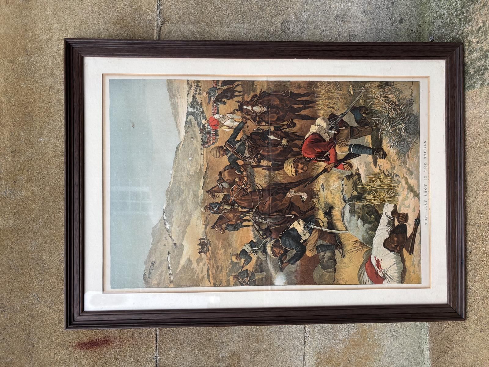 Victorian Chromolithograph The Last Shot In The Soudan After R. Caton Woodville photo furniture