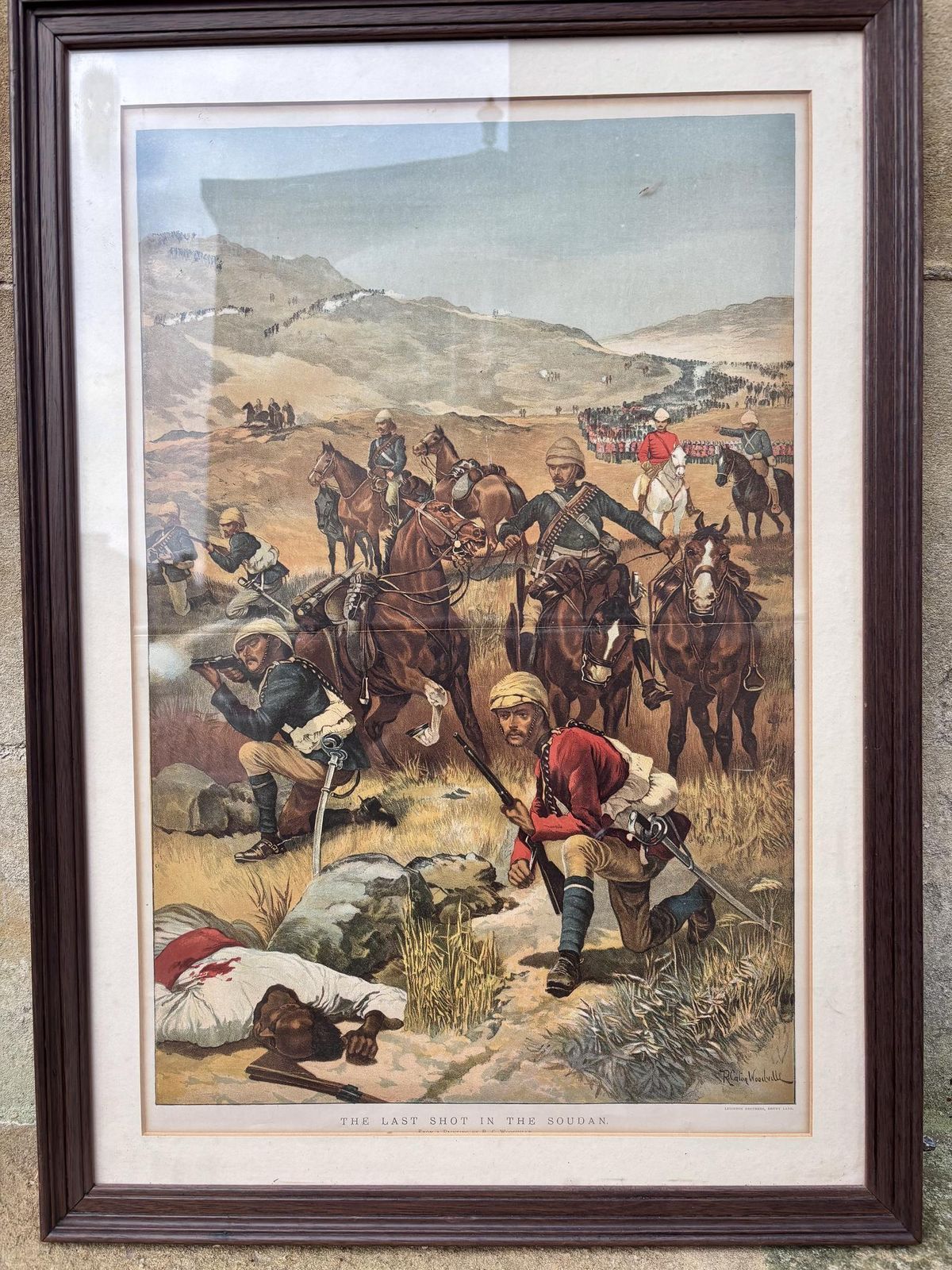 Victorian Chromolithograph The Last Shot In The Soudan After R. Caton Woodville photo for sale