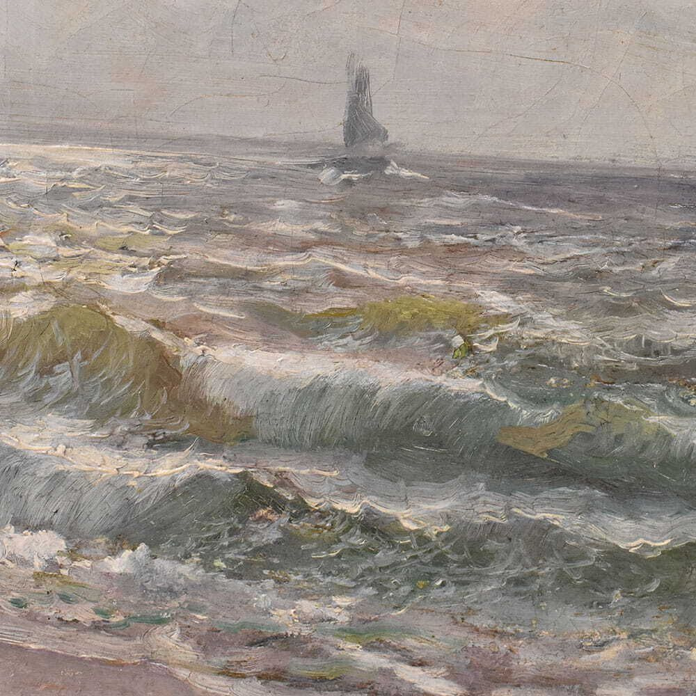 Waves And Sailing Boat Painting, Kees Terlouw, , Oil On Canvas, 20th Century, photo buy