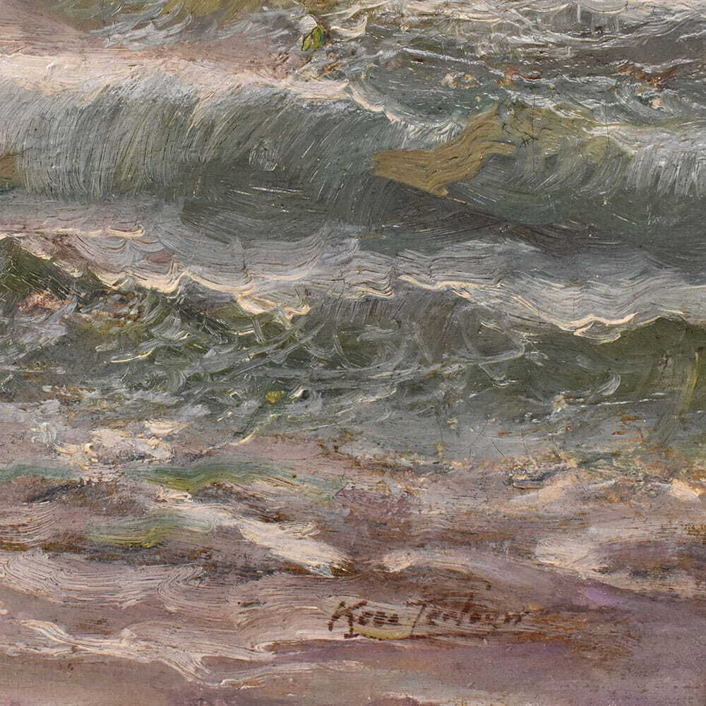 Waves And Sailing Boat Painting, Kees Terlouw, , Oil On Canvas, 20th Century, photo vintage