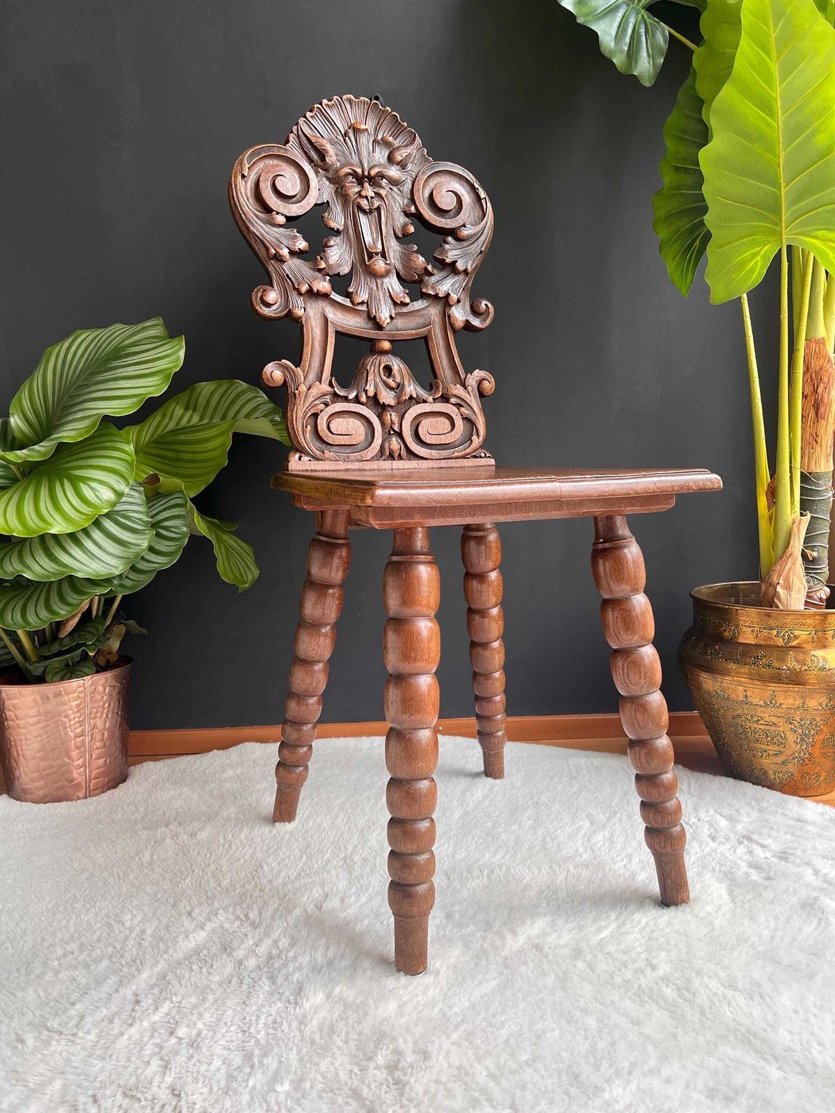 Antique Swiss Tyrolean Chair   Gothic Revival Accent Chair photo Furniture