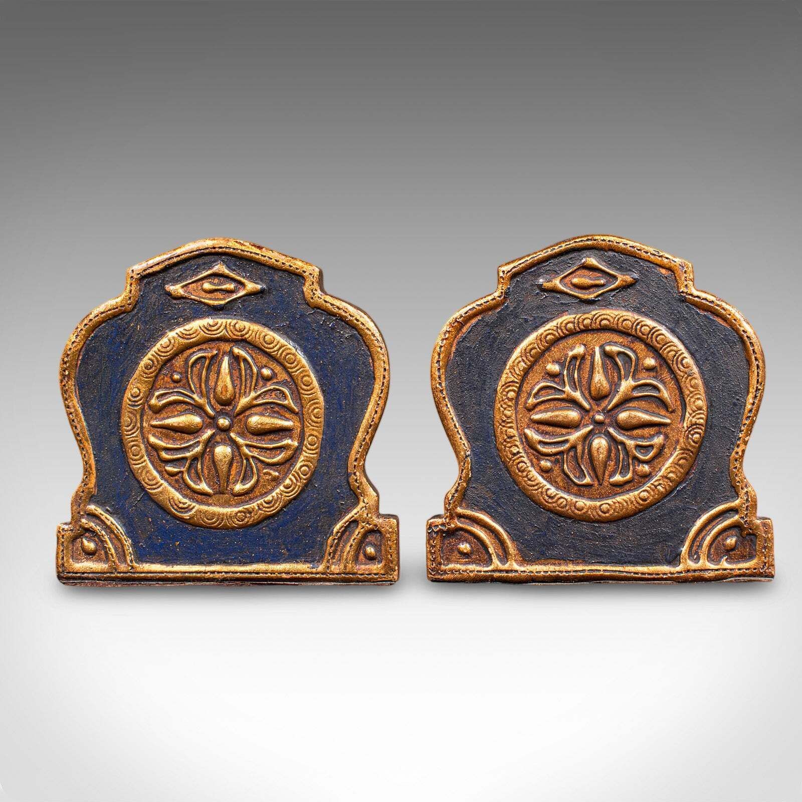 Pair Of Small Vintage Baroque Revival Bookends, Italian, Giltwood, Book Rest photo for sale