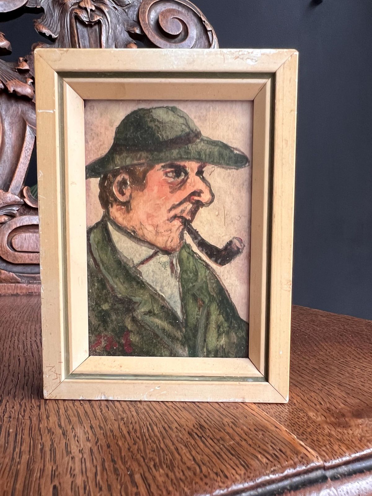 Swiss Folk Art Cabinet Miniature Portrait