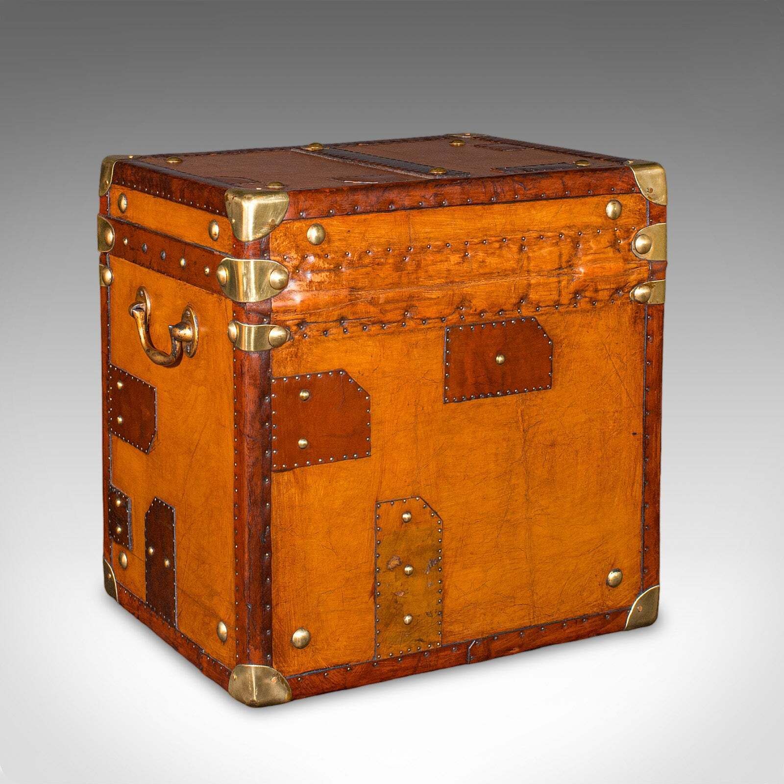 Pair Of Late Vintage Luggage Cases, English Leather, Trunk, Nightstand, Campaign photo buy