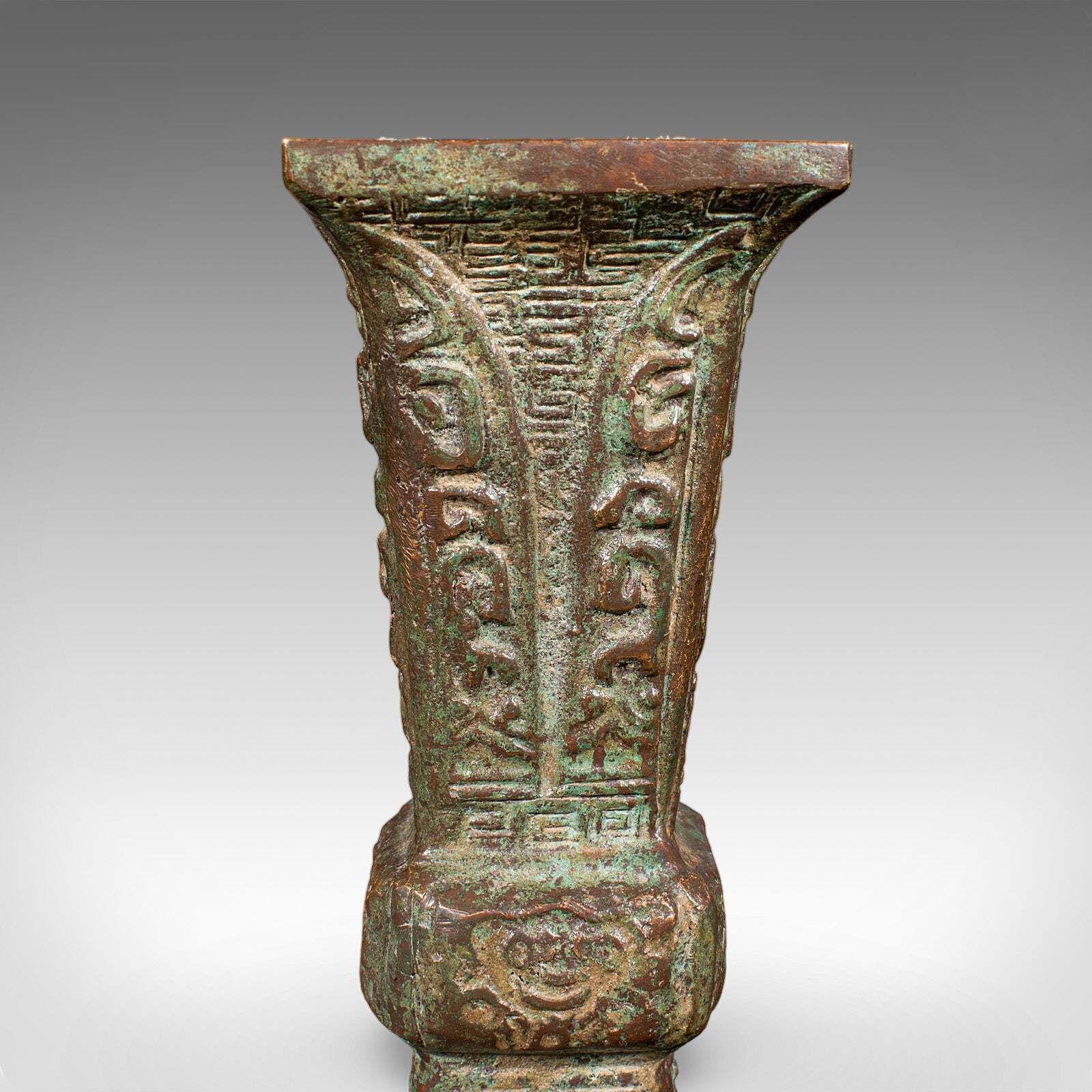 photo furniture Antique Gu Ritual Vessel, Oriental, Bronze, Ceremonial, Posy Vase, Victorian